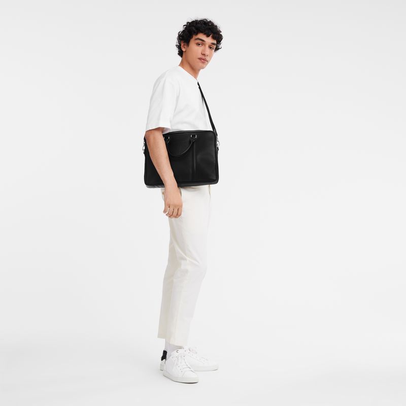 Men Longchamp Le Foulonné M Briefcase Black | Ireland-216IQGLWV
