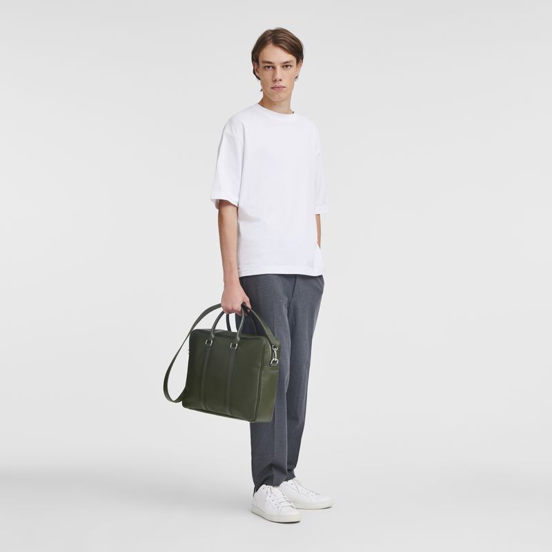 Men Longchamp Le Foulonné M Briefcase Khaki | Ireland-835WBCIHL