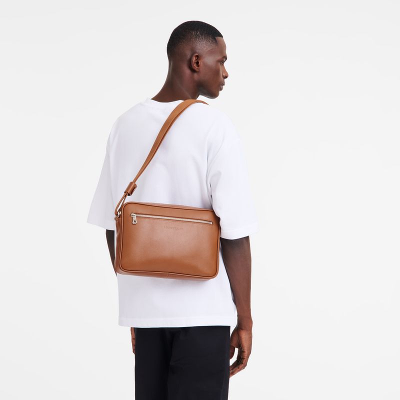 Men Longchamp Le Foulonné M Camera Crossbody Bag Brown | Ireland-842RVMOLH