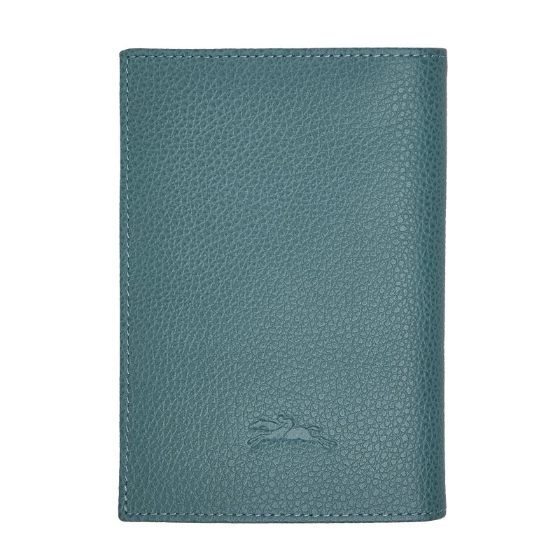 Men Longchamp Le Foulonné Passport Holder Blue | Ireland-120SKWBZR