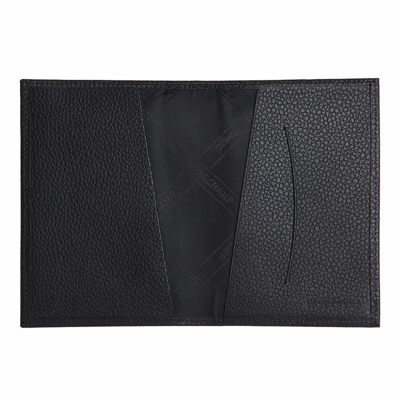Men Longchamp Le Foulonné Passport Holder Black | Ireland-134AWJECR