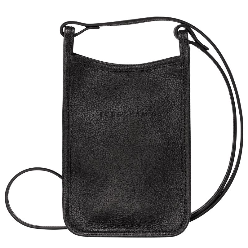 Men Longchamp Le Foulonné Phone Case Black | Ireland-324PKJDEF