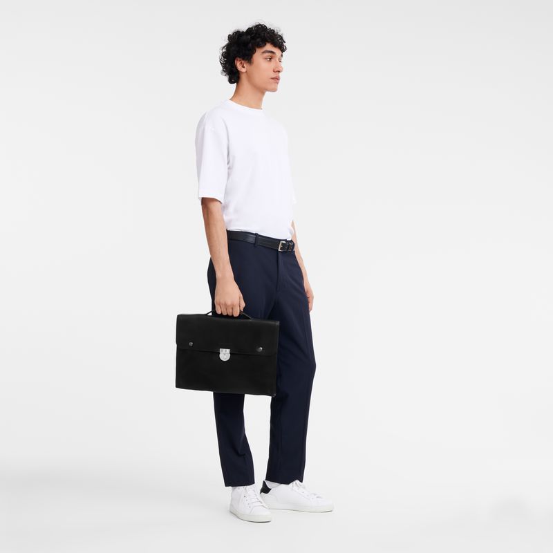 Men Longchamp Le Foulonné S Briefcase Black | Ireland-643DOZIJR