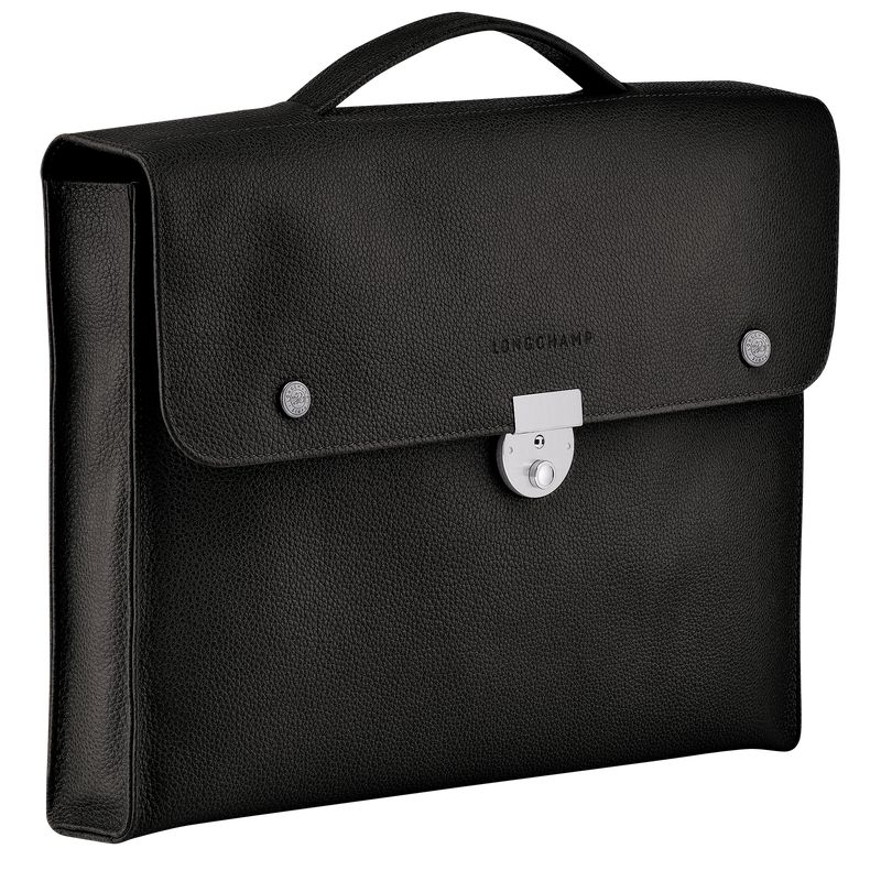 Men Longchamp Le Foulonné S Briefcase Black | Ireland-643DOZIJR