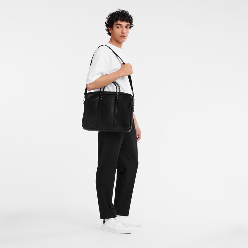 Men Longchamp Le Foulonné S Briefcase Black | Ireland-423QKAMLR