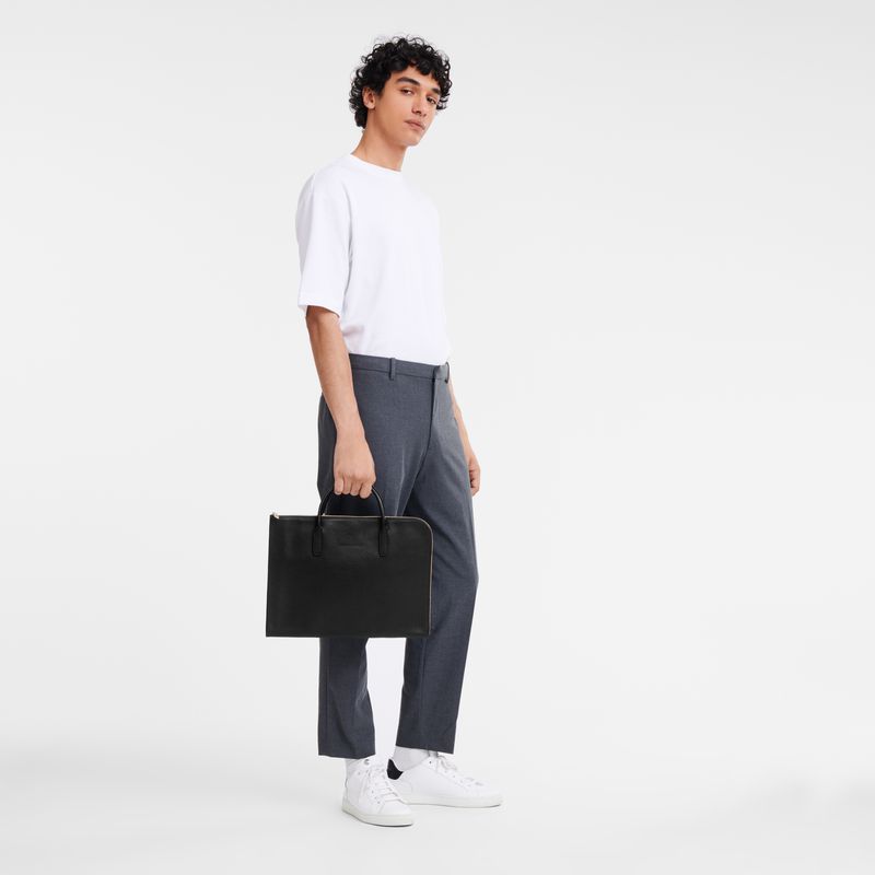 Men Longchamp Le Foulonné S Briefcase Black | Ireland-513HQLKSJ