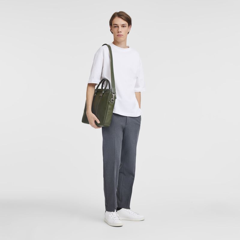 Men Longchamp Le Foulonné S Briefcase Khaki | Ireland-890LTRWAC