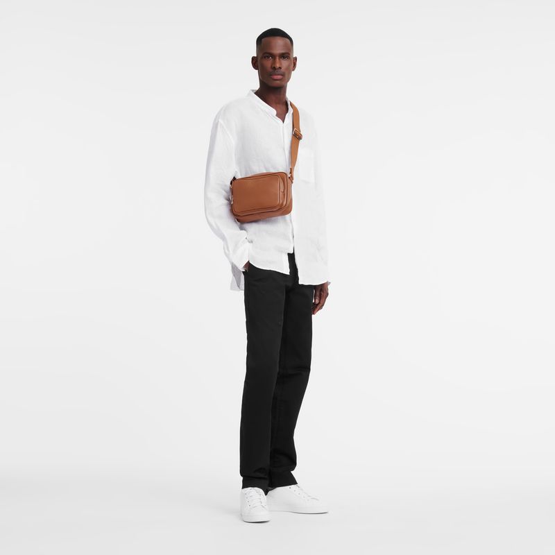 Men Longchamp Le Foulonné S Camera Crossbody Bag Brown | Ireland-795ZBRTOA