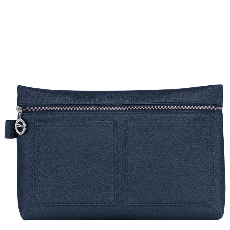 Men Longchamp Le Foulonné Toiletry Bags Navy | Ireland-752HPEBWL