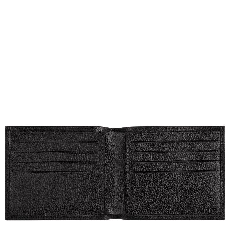 Men Longchamp Le Foulonné Wallet Black | Ireland-076LGSHIK