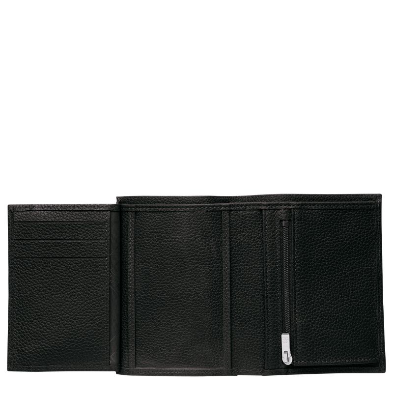 Men Longchamp Le Foulonné Wallet Black | Ireland-319DYBWSR