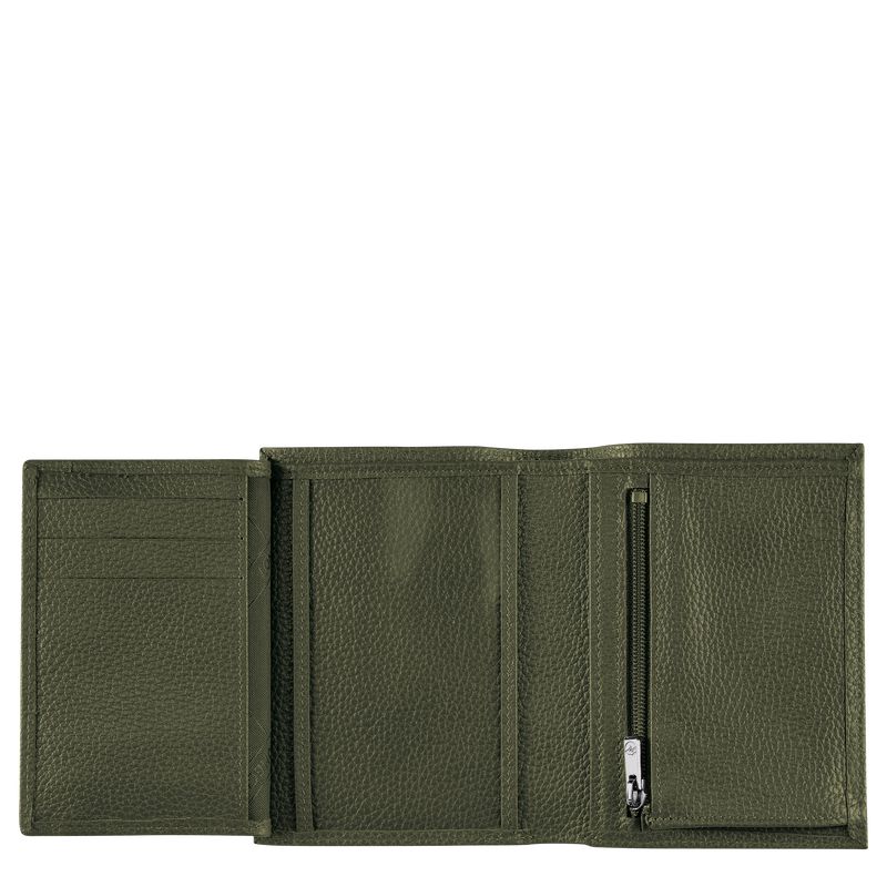 Men Longchamp Le Foulonné Wallet Khaki | Ireland-360JSLWHN