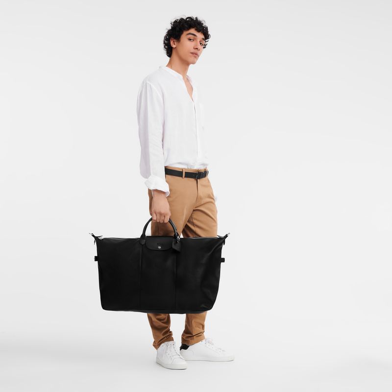 Men Longchamp Le Foulonné Xl Travel Bag Black | Ireland-398USXOZM