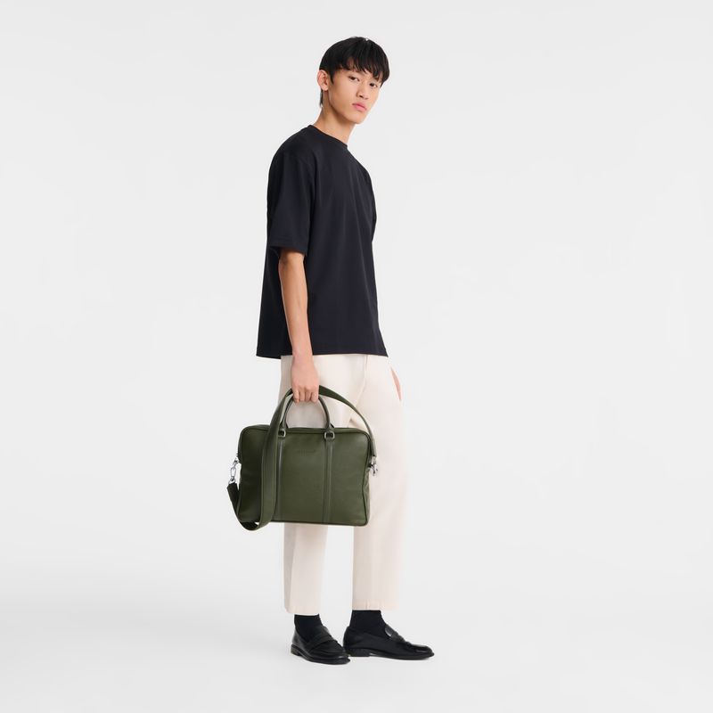 Men Longchamp Le Foulonné Xs Briefcase Khaki | Ireland-185BJUGVF