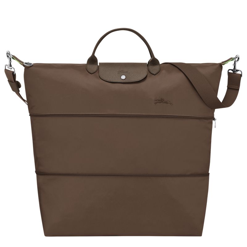 Men Longchamp Le Pliage Green Expandable Travel Bag Dark Brown | Ireland-063JSRLEH