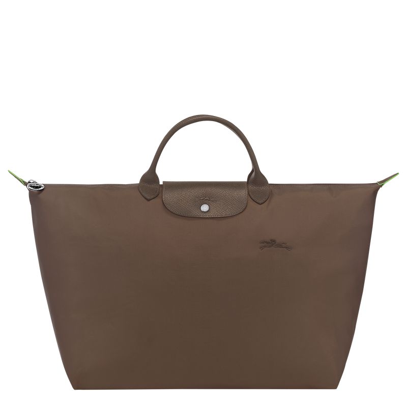 Men Longchamp Le Pliage Green L Travel Bag Dark Brown | Ireland-736GJLAVC