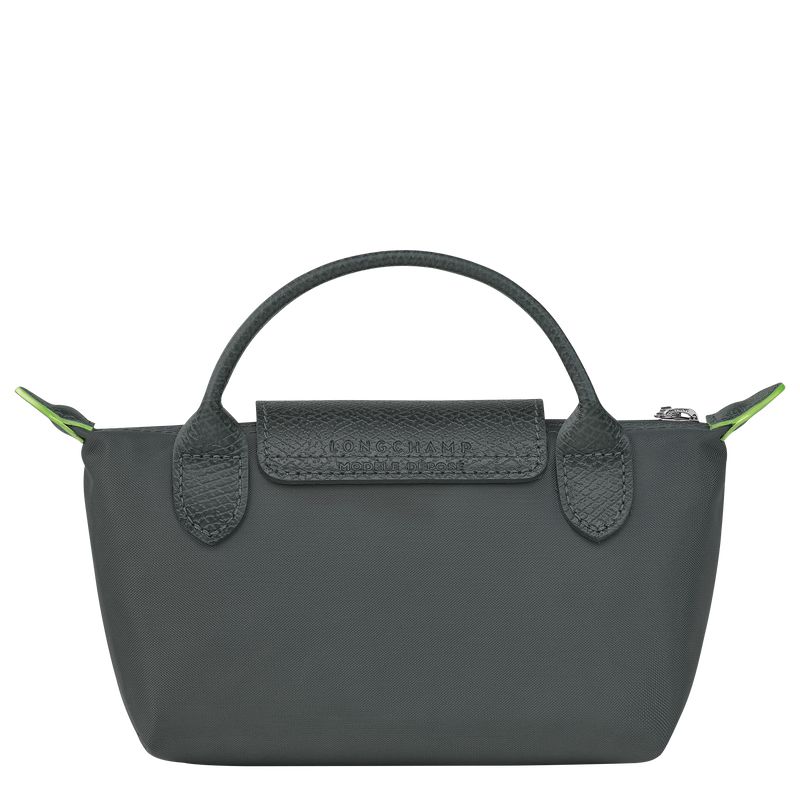 Men Longchamp Le Pliage Green With Handle Pouch Deep Grey | Ireland-265FNUMYR