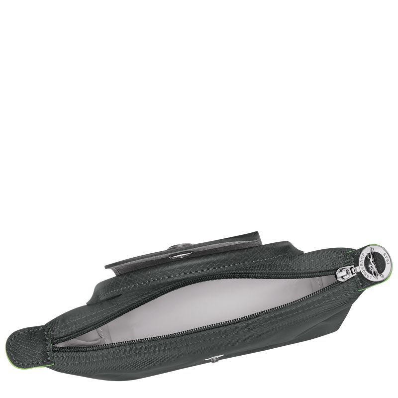 Men Longchamp Le Pliage Green With Handle Pouch Deep Grey | Ireland-265FNUMYR
