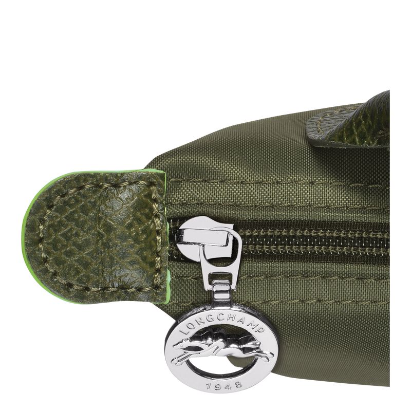 Men Longchamp Le Pliage Green With Handle Pouch Dark Green | Ireland-217XMGNYU