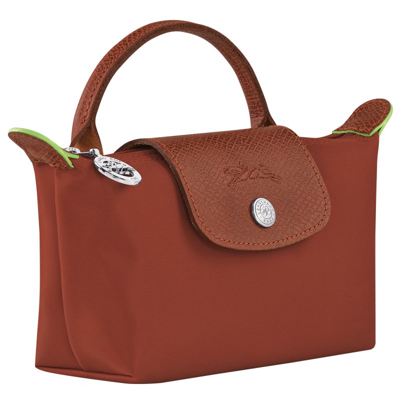 Men Longchamp Le Pliage Green With Handle Pouch Brown | Ireland-583XKFEMC