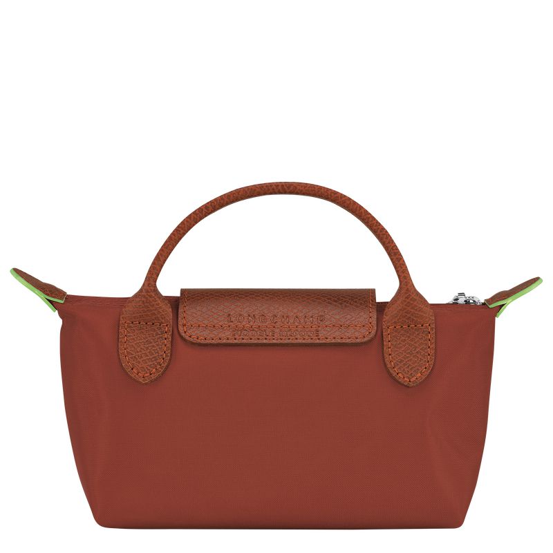 Men Longchamp Le Pliage Green With Handle Pouch Brown | Ireland-583XKFEMC