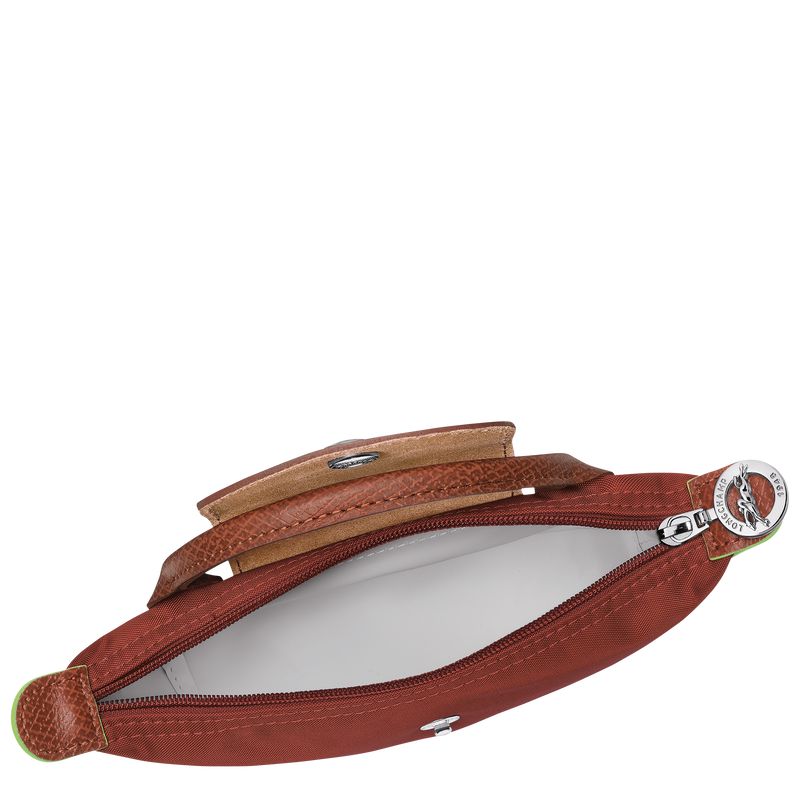 Men Longchamp Le Pliage Green With Handle Pouch Brown | Ireland-583XKFEMC