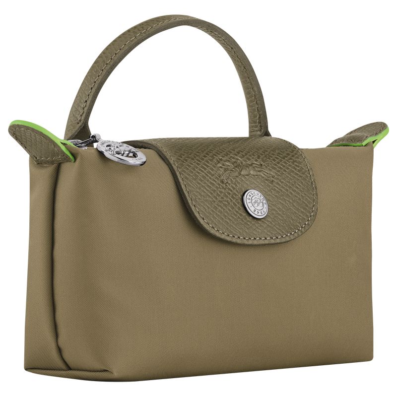 Men Longchamp Le Pliage Green With Handle Pouch Olive | Ireland-865BCTLUV