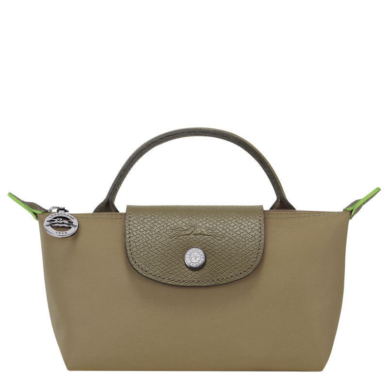 Men Longchamp Le Pliage Green With Handle Pouch Olive | Ireland-865BCTLUV