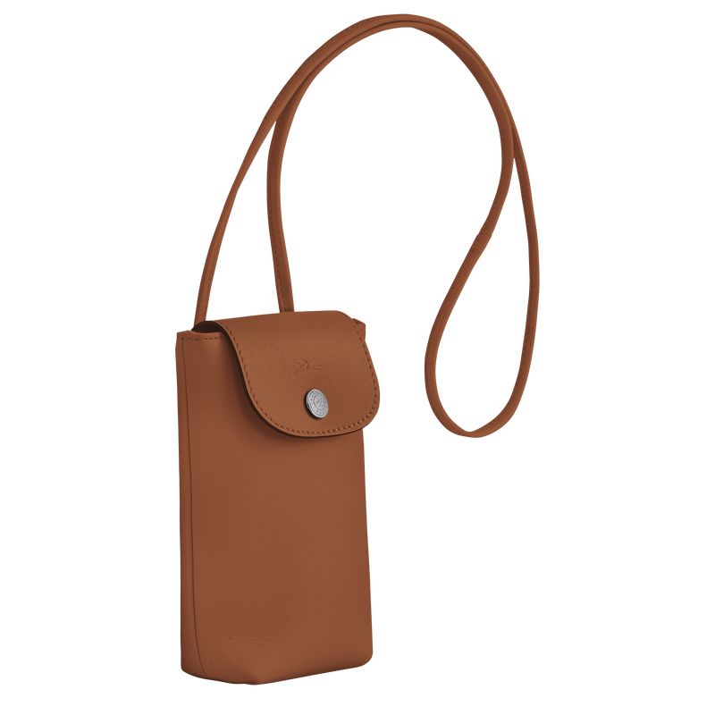 Men Longchamp Le Pliage Xtra With Leather Lace Phone Case Brown | Ireland-841TIKOSZ