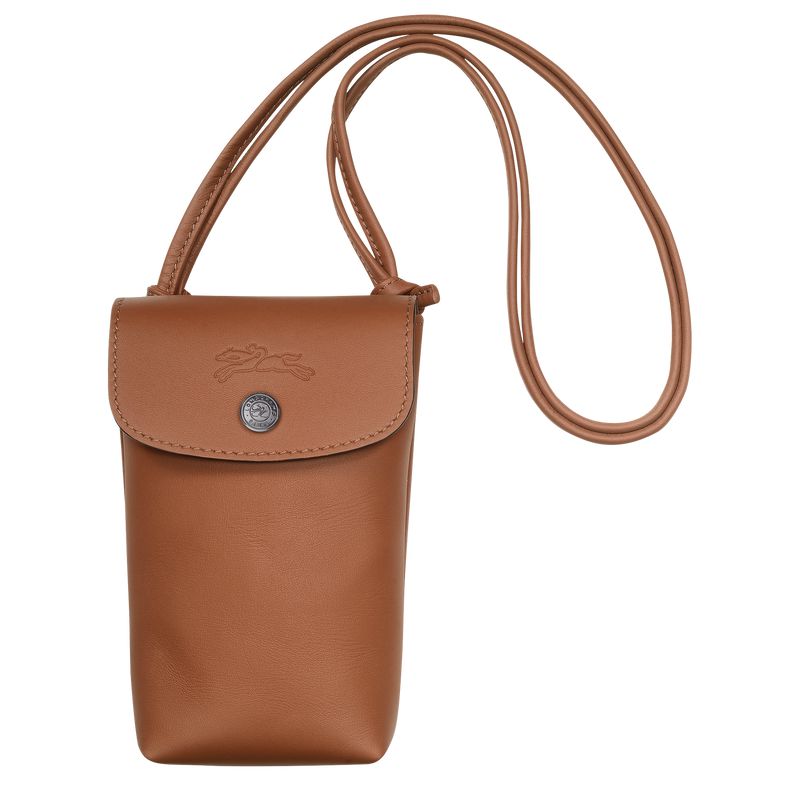 Men Longchamp Le Pliage Xtra With Leather Lace Phone Case Brown | Ireland-841TIKOSZ