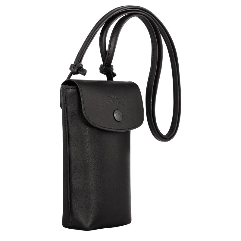 Men Longchamp Le Pliage Xtra With Leather Lace Phone Case Black | Ireland-381CSKDYB