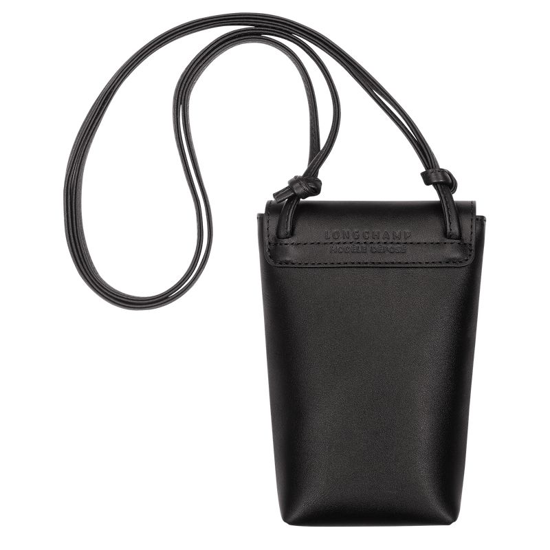 Men Longchamp Le Pliage Xtra With Leather Lace Phone Case Black | Ireland-381CSKDYB