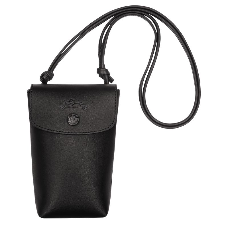 Men Longchamp Le Pliage Xtra With Leather Lace Phone Case Black | Ireland-381CSKDYB