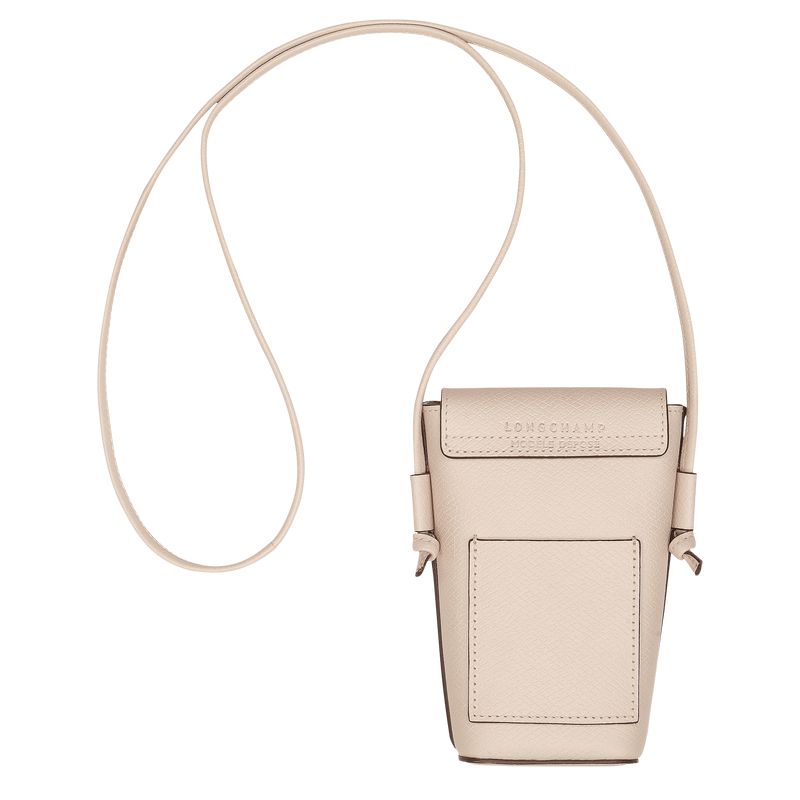 Men Longchamp Épure With Leather Lace Phone Case Beige | Ireland-021ZVCDGU