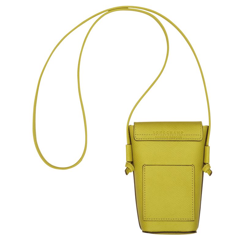 Men Longchamp Épure With Leather Lace Phone Case Green | Ireland-325AVCBYQ