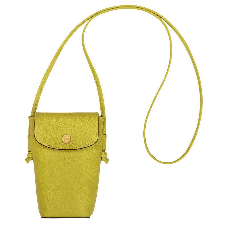 Men Longchamp Épure With Leather Lace Phone Case Green | Ireland-325AVCBYQ