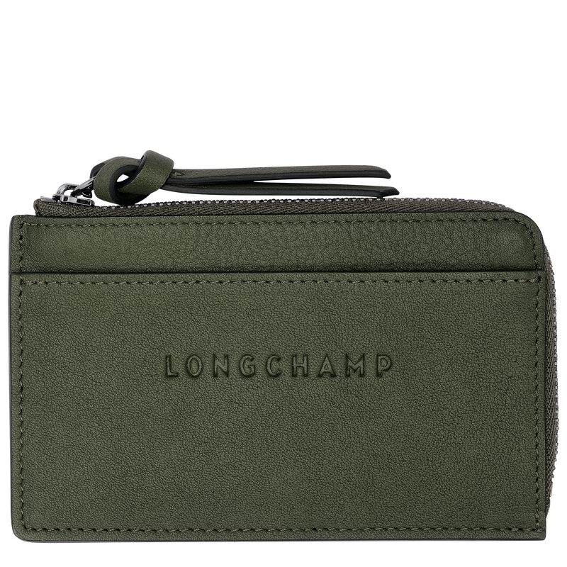 Women Longchamp 3D Card Holder Khaki | Ireland-158WQBFGT