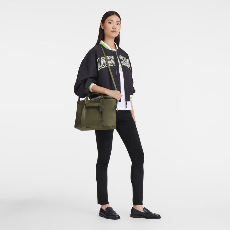 Women Longchamp 3D L Handbag Khaki | Ireland-763CGMAHV