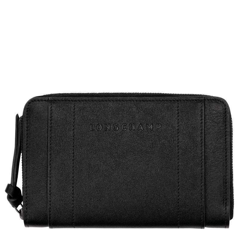 Women Longchamp 3D Wallet Black | Ireland-928ZKCLUX
