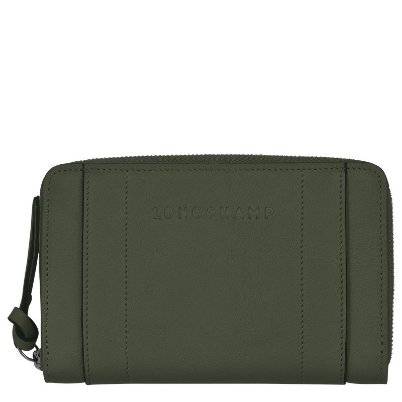Women Longchamp 3D Wallet Khaki | Ireland-543SRKBQZ