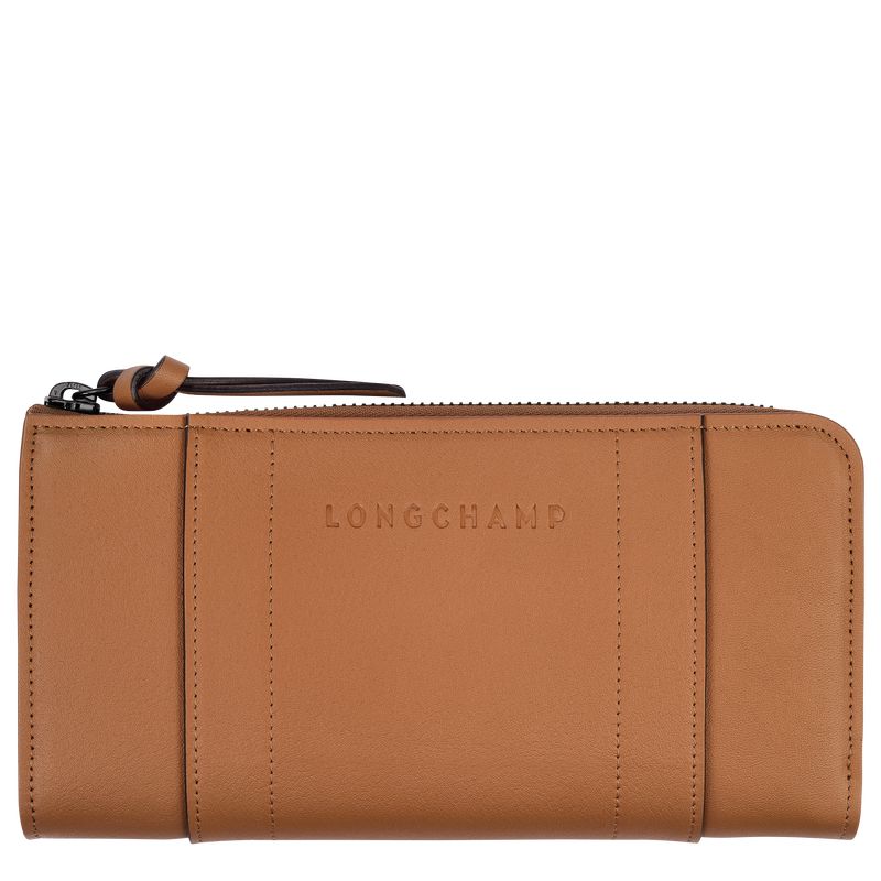 Women Longchamp 3D Zip Around Wallet Beige | Ireland-587KZJXPY