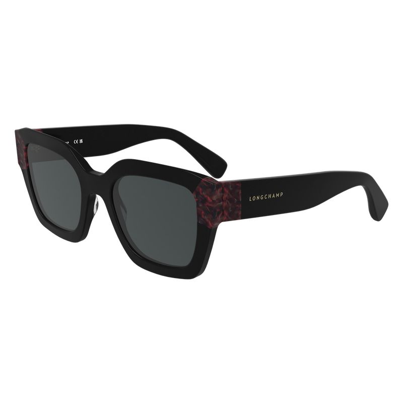 Women Longchamp Acetate Sunglasses Black / Red | Ireland-965JRZUGW