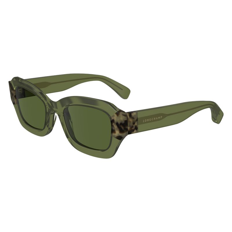 Women Longchamp Acetate Sunglasses Khaki | Ireland-527NWIOSY