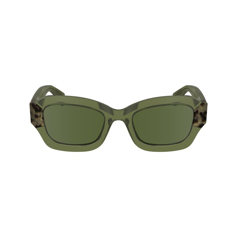 Women Longchamp Acetate Sunglasses Khaki | Ireland-527NWIOSY