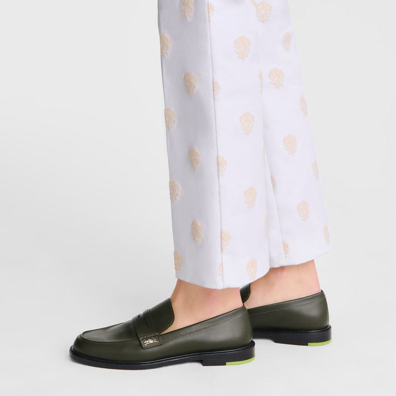 Women Longchamp Au Sultan Loafers Khaki | Ireland-950DHEWVJ
