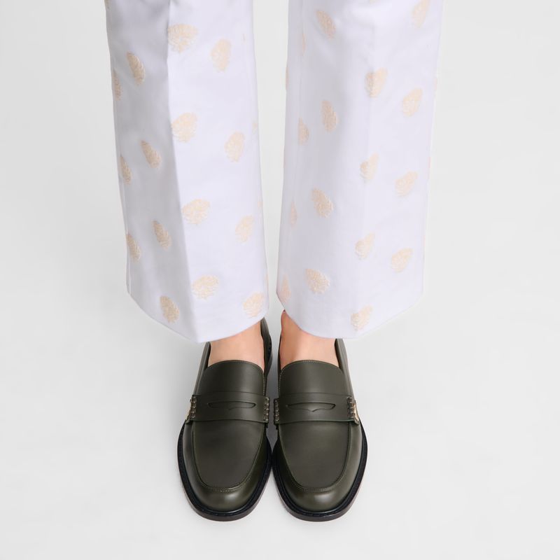 Women Longchamp Au Sultan Loafers Khaki | Ireland-950DHEWVJ