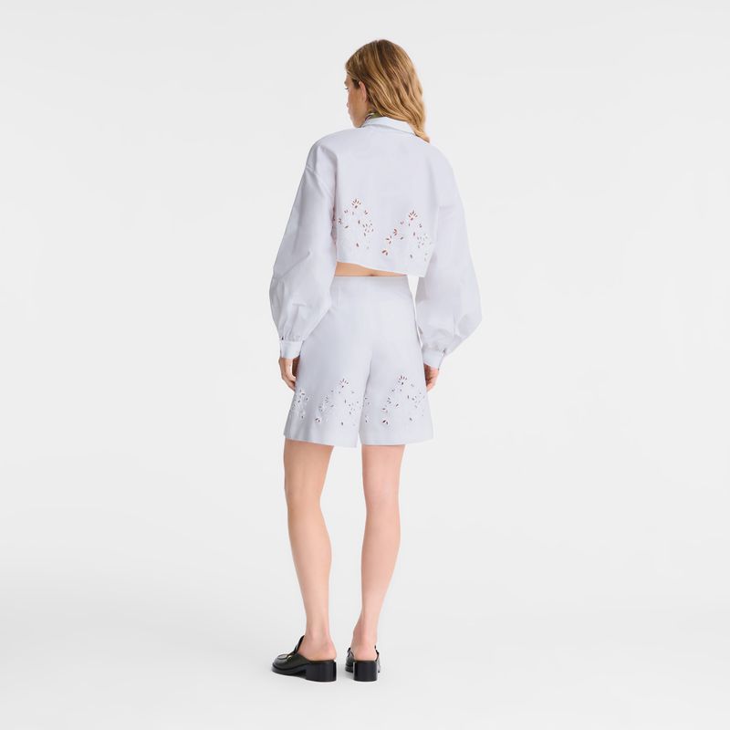 Women Longchamp Bermuda Shorts White | Ireland-307EVOMKC