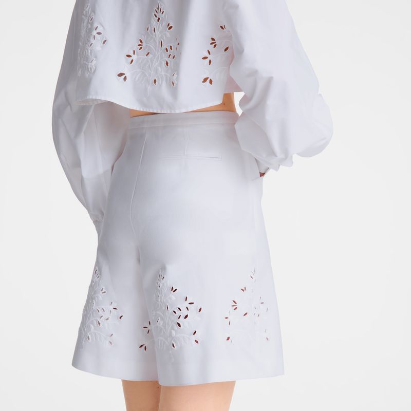 Women Longchamp Bermuda Shorts White | Ireland-307EVOMKC
