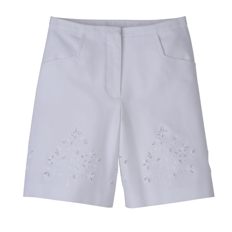 Women Longchamp Bermuda Shorts White | Ireland-307EVOMKC