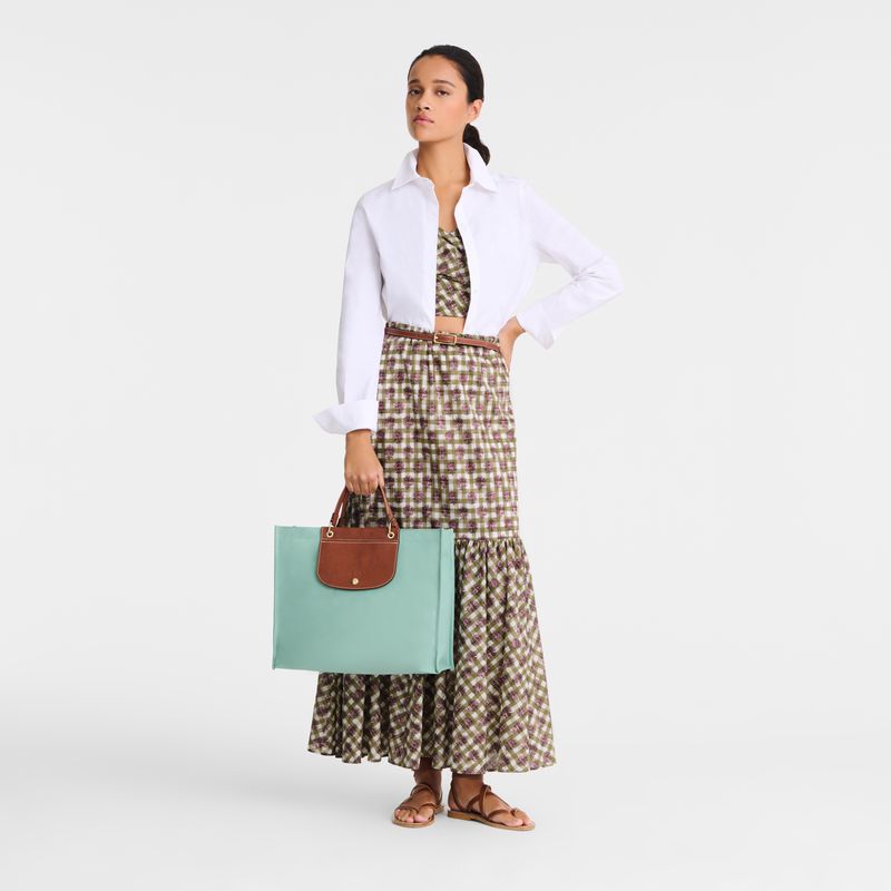 Women Longchamp Cabas L Tote Bag Blue Green | Ireland-613CUOXSD